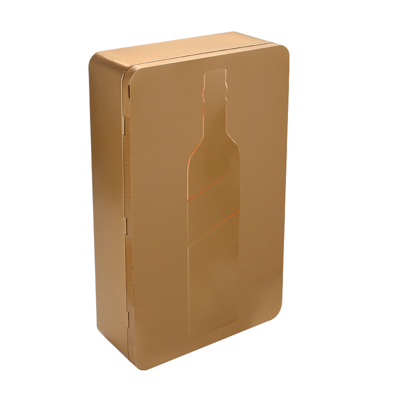 Scatola rettangolare in latta incernierata ER2376A-01 per vino -vista da sinistra